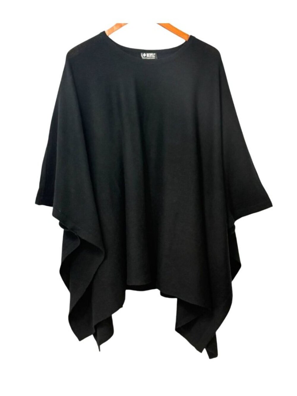 Beryll Women's 100% Cashmere Poncho Sweater Black Oversized Travel EUC One Size